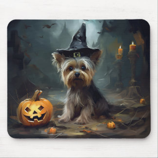 Yorkshire Terrier Pumpkins Halloween Scary Mouse Pad