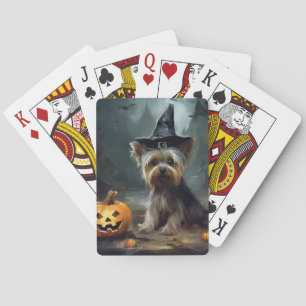 Yorkshire Terrier Pumpkins Halloween Scary Playing Cards
