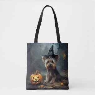 Yorkshire Terrier Pumpkins Halloween Scary  Tote Bag
