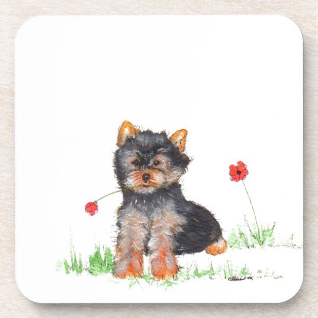 Yorkshire terrier pup coaster (Front)