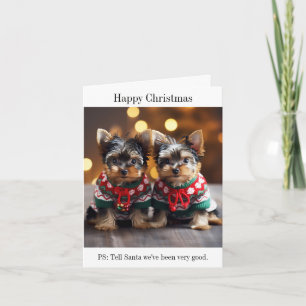 Yorkshire Terrier Puppies Christmas Card