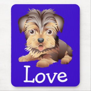 Yorkshire Terrier Puppy Dog Blue Mouse Pad