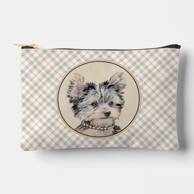 Yorkshire Terrier Puppy Painting Original Dog Art Accessory Pouch (Front)