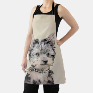Yorkshire Terrier Puppy Painting Original Dog Art Apron
