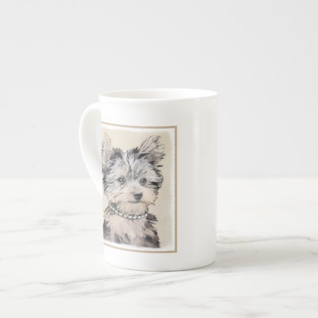 Yorkshire Terrier Puppy Painting Original Dog Art Bone China Mug (Front Left)