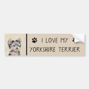 Yorkshire Terrier Puppy Painting Original Dog Art Bumper Sticker