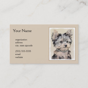 Yorkshire Terrier Puppy Painting Original Dog Art Business Card