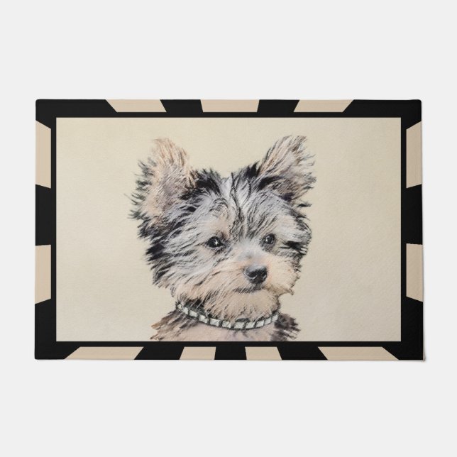 Yorkshire Terrier Puppy Painting Original Dog Art Doormat (Front)
