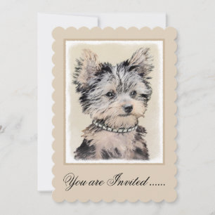 Yorkshire Terrier Puppy Painting Original Dog Art Invitation