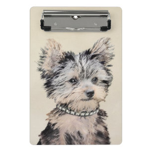 Yorkshire Terrier Puppy Painting Original Dog Art Mini Clipboard