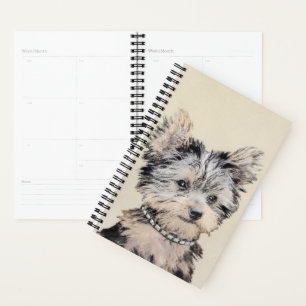 Yorkshire Terrier Puppy Painting Original Dog Art Planner