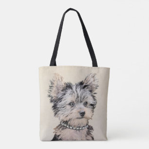 Yorkshire Terrier Puppy Painting Original Dog Art Tote Bag