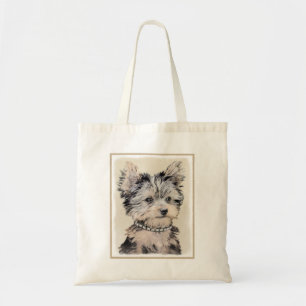 Yorkshire Terrier Puppy Painting Original Dog Art Tote Bag