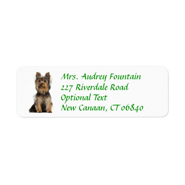 Yorkshire Terrier Puppy Return Address Label (Front)