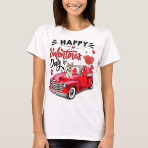 Yorkshire Terrier Red Truck Happy Valentine's Day T-Shirt