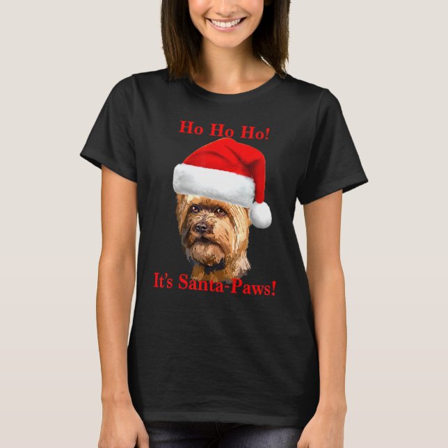 Yorkshire Terrier Santa Paws T-Shirt (Front)