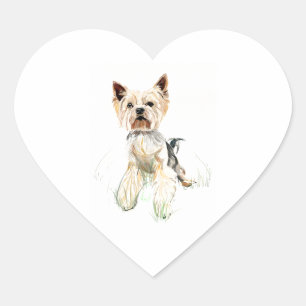 Yorkshire Terrier Sticker, Dog Lover Art Heart Sticker