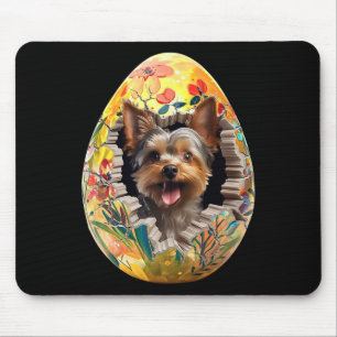 Yorkshire Terrier Torn Easter Egg Funny Dog Easter Mouse Pad
