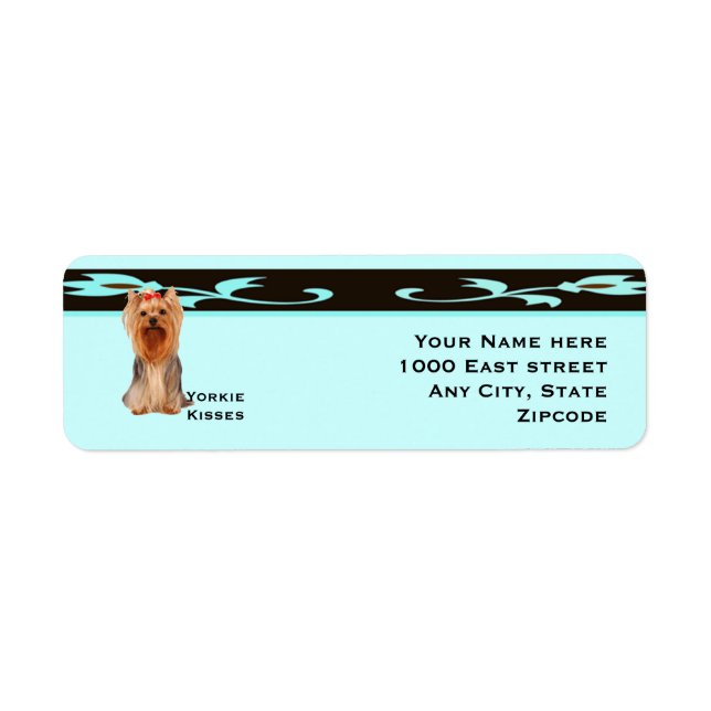 Yorkshire Terrier, Turquoise & Black Design (Front)