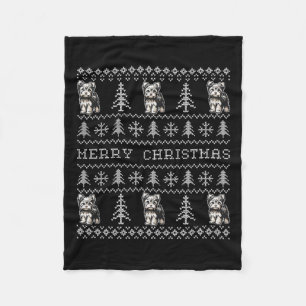 Yorkshire Terrier Ugly Christmas Sweater Funny Dog Fleece Blanket
