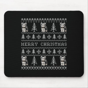 Yorkshire Terrier Ugly Christmas Sweater Funny Dog Mouse Pad