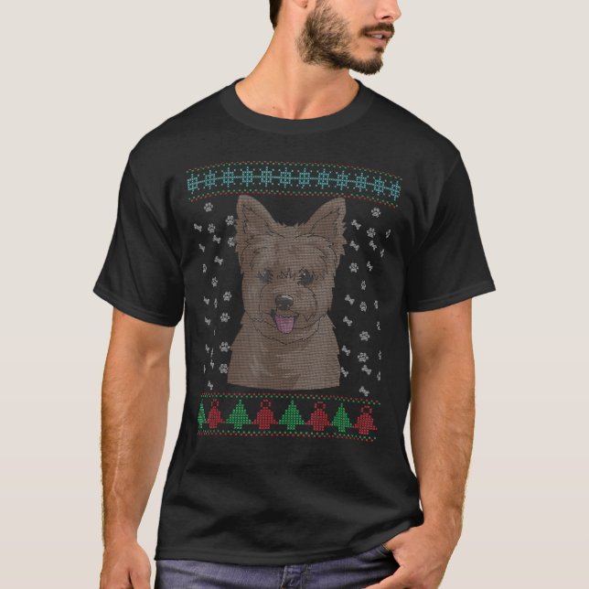 Yorkshire Terrier Ugly Dog Christmas Gif T-Shirt (Front)