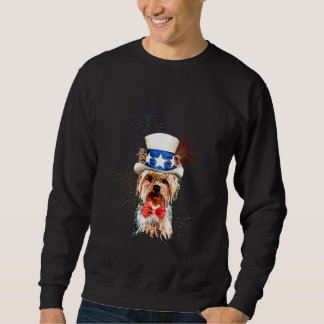 Yorkshire Terrier Us Flag Hat Firework July 4th Do Sweatshirt