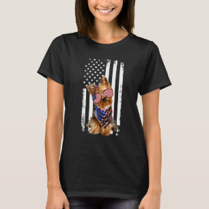 Yorkshire Terrier Us Flag July 4th Patriot Yorkie  T-Shirt