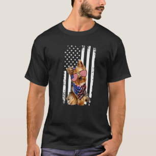 Yorkshire Terrier Us Flag July 4th Patriot Yorkie  T-Shirt