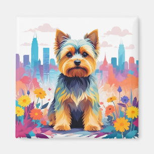 Yorkshire Terrier Vintage Animal Nature City Art Magnet