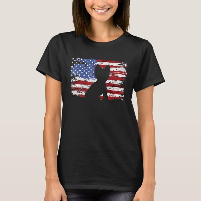 Yorkshire Terrier Vintage Usa Flag T-Shirt (Front)
