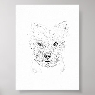 Yorkshire Terrier Wall Art,Minimalist Line Drawing Poster