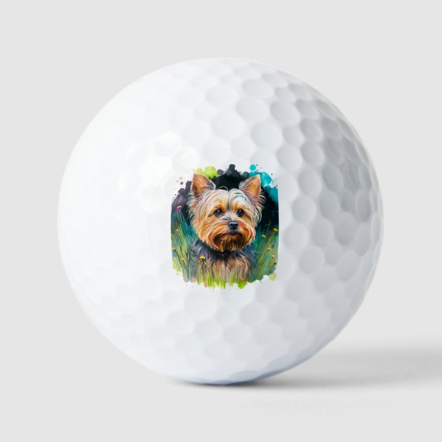 Yorkshire Terrier Watercolor  Golf Balls (Front)