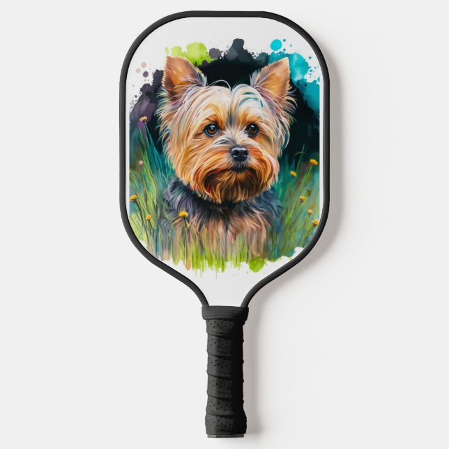 Yorkshire Terrier Watercolor  Pickleball Paddle (Front)