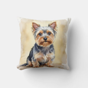 Yorkshire Terrier Watercolor Satin Flow Art Cushion