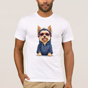 Yorkshire Terrier Wearing Hoodie Funny Cool Animal T-Shirt