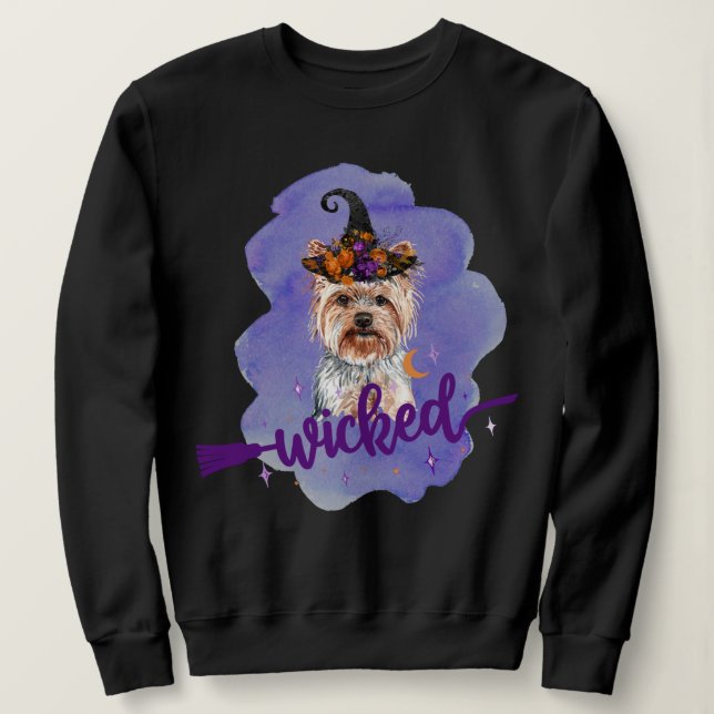 Yorkshire Terrier Wicked Witch Purple Sweatshirt (Design Front)