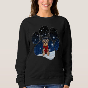 Yorkshire Terrier Winter Snow Paw Dogs Christmas Sweatshirt
