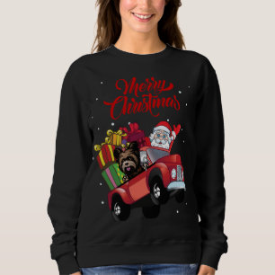 Yorkshire Terrier With Santa Claus In Red Truck Do Sweatshirt