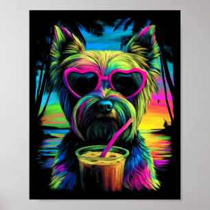 Yorkshire Terrier with Sungles Iced Coffee Summer Poster