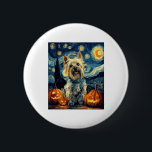 Yorkshire terrier Yorkie Dog of van gogh starry ni 6 Cm Round Badge<br><div class="desc">Yorkshire terrier Yorkie Dog of van gogh starry night halloween Funny Jack O Lantern Face subtle graphic t shirt   Happy Halloween</div>