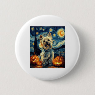 Yorkshire terrier Yorkie Dog of van gogh starry ni 6 Cm Round Badge