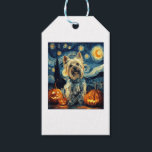 Yorkshire terrier Yorkie Dog of van gogh starry ni Gift Tags<br><div class="desc">Yorkshire terrier Yorkie Dog of van gogh starry night halloween Funny Jack O Lantern Face subtle graphic t shirt   Happy Halloween</div>