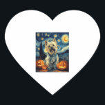Yorkshire terrier Yorkie Dog of van gogh starry ni Heart Sticker<br><div class="desc">Yorkshire terrier Yorkie Dog of van gogh starry night halloween Funny Jack O Lantern Face subtle graphic t shirt   Happy Halloween</div>