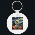Yorkshire terrier Yorkie Dog of van gogh starry ni Key Ring<br><div class="desc">Yorkshire terrier Yorkie Dog of van gogh starry night halloween Funny Jack O Lantern Face subtle graphic t shirt   Happy Halloween</div>