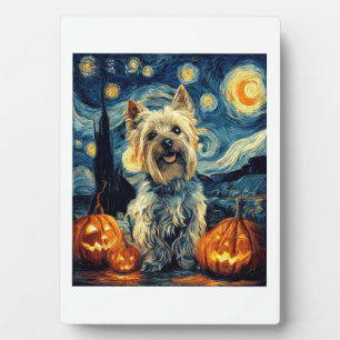 Yorkshire terrier Yorkie Dog of van gogh starry ni Plaque