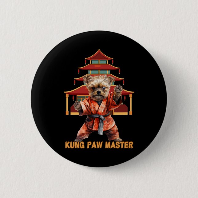 Yorkshire Terrier Yorkie Karate Martial Arts Funny 6 Cm Round Badge (Front)