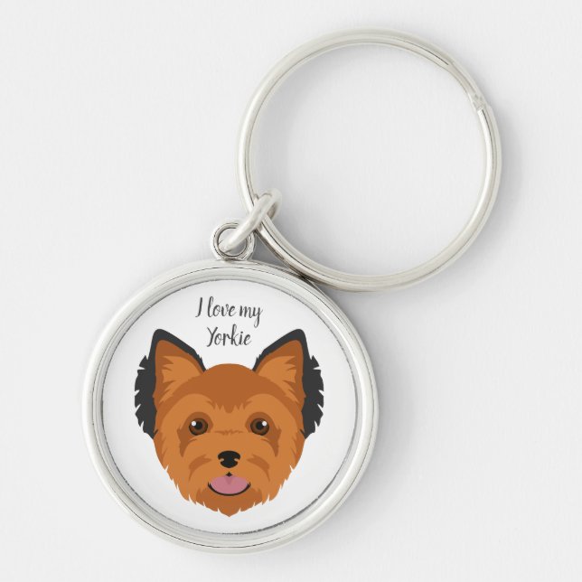 Yorkshire terrier. Yorkie Key keychain. Any coat c Ring (Front)
