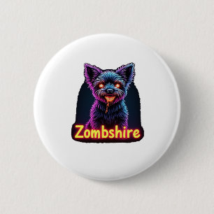 Yorkshire Terrier Yorkie Zombie Dog Halloween Over 6 Cm Round Badge