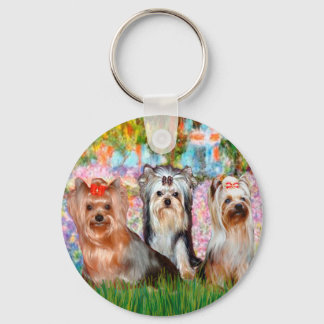 Yorkshire Terriers (three) - Garden Key Ring